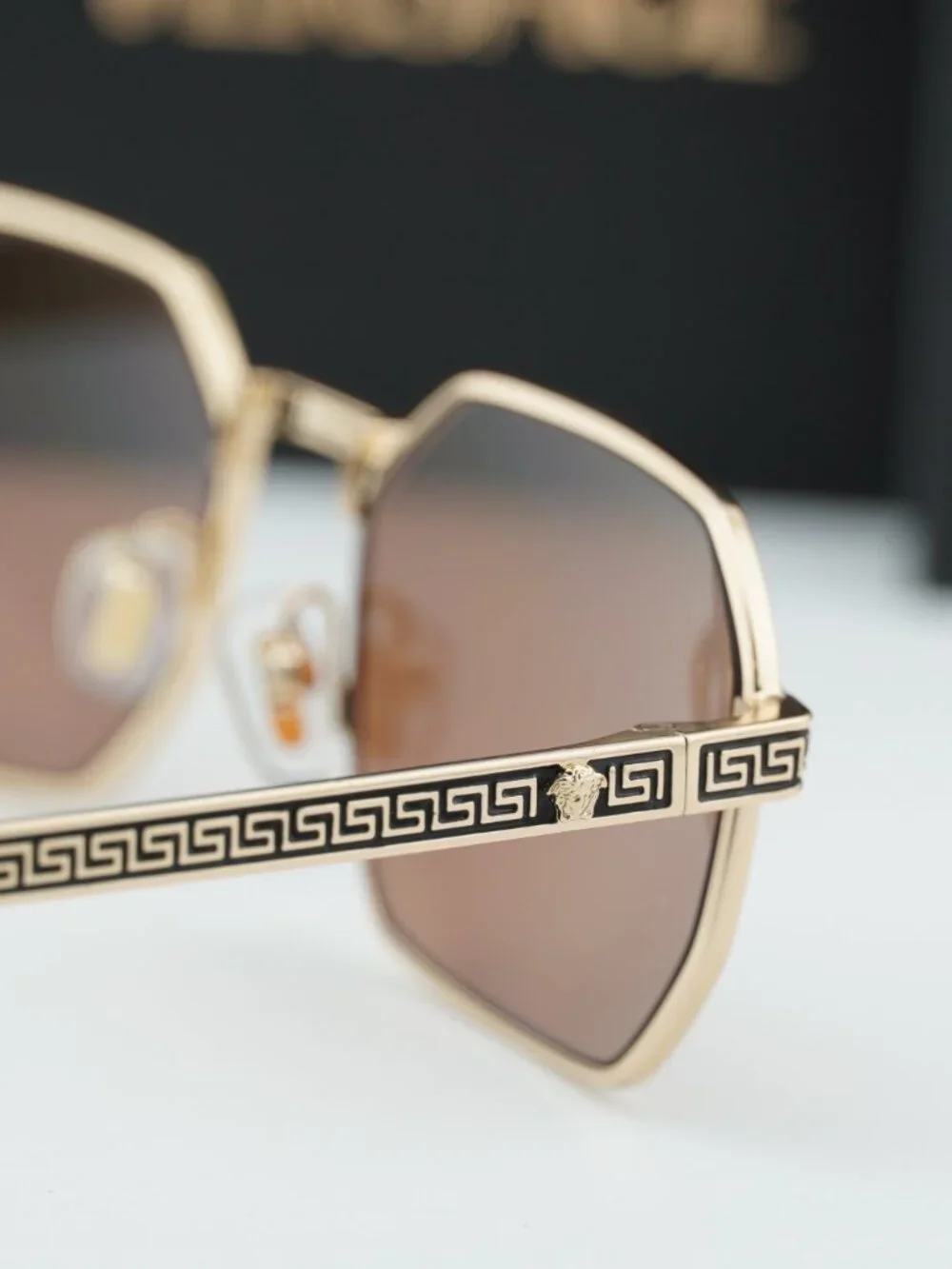 Versace VE2297 100273 Rectangle Sunglasses – Gold / Brown